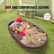 VEVOR Sandbox with Cover, 72 x 41.5 x 9.1 in Oval Sand Box, HDPE Sand Pit with 4 Corner Seating and Bottom Liner, Kids Sandbox for Outdoor Backyard, Beach, Park, Gift for Boys Girls Ages 3-12, Brown