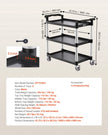 VEVOR Heavy Duty Utility Cart 500 lbs Capacity 3-tier Service Cart with Wheels