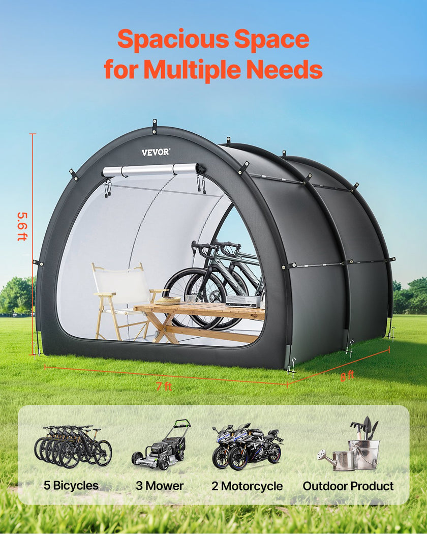 VEVOR Outdoor Bike Storage Tent Fan-Shaped Waterproof Bike Tent for 5+ Bikes