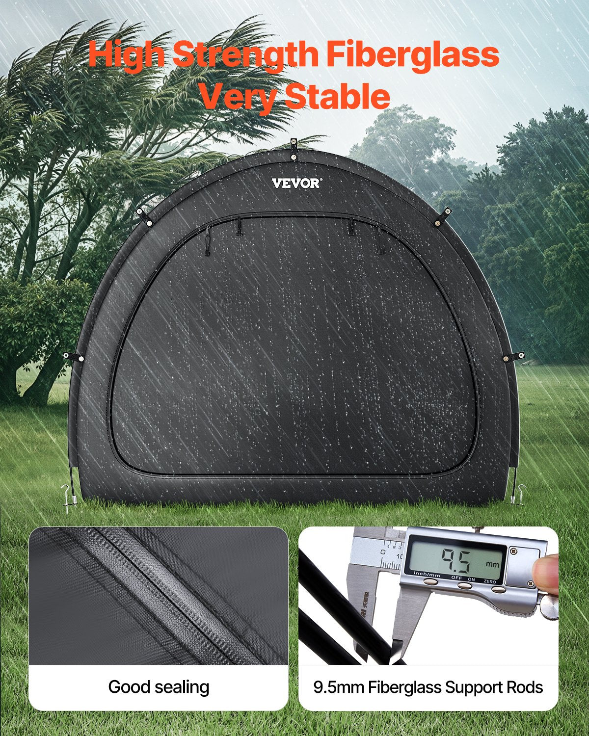 VEVOR Outdoor Bike Storage Tent Fan-Shaped Waterproof Bike Tent for 5+ Bikes