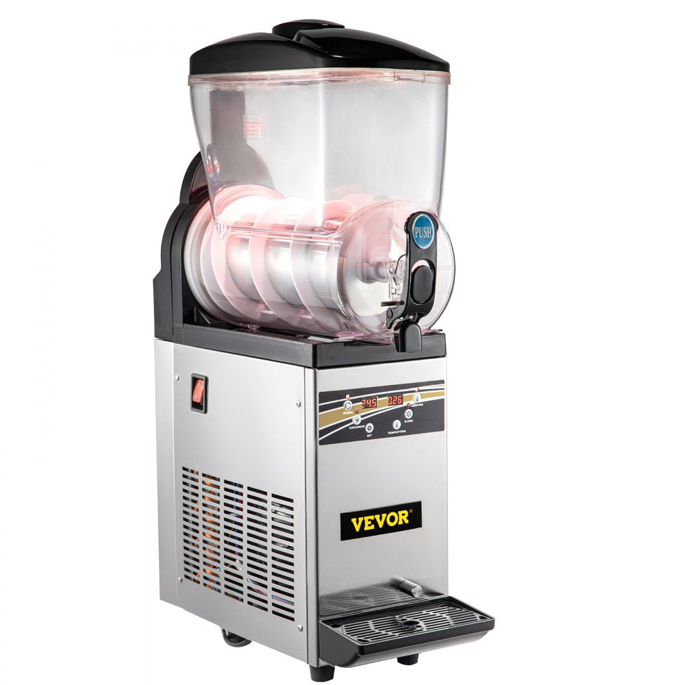 VEVOR Slush Frozen Drink Machine, 15L Tank Commercial Margarita Machine, 500W Stainless Steel Margarita Slush Maker, Temperature Slush 16°F to 32°F Drink Maker, Perfect for Restaurants Cafes Bars