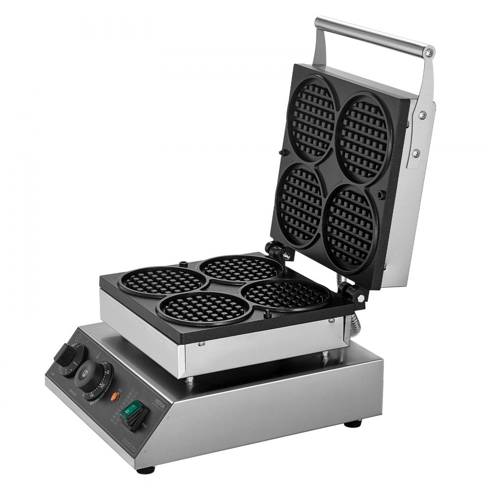 VEVOR 4PCS Commercial Waffle Maker Round Waffle Iron Machine 1750W Non-Stick