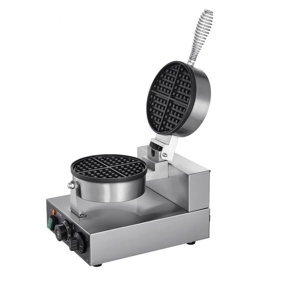 VEVOR Commercial Waffle Maker Round Waffle Iron Baker Machine Non-Stick 1230W