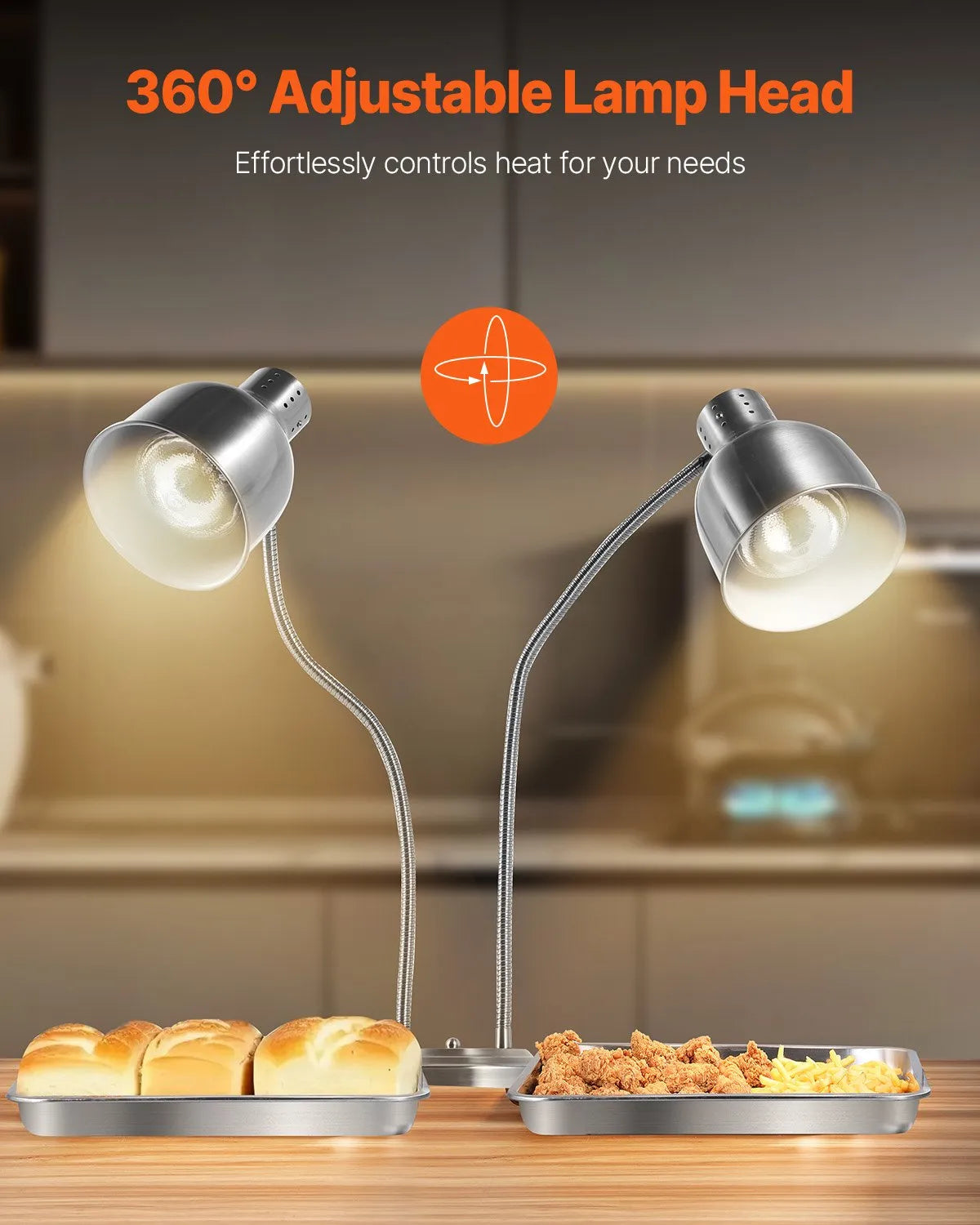 VEVOR Commercial Food Heat Lamp 2-head Electric Catering for Restaurant Buffet