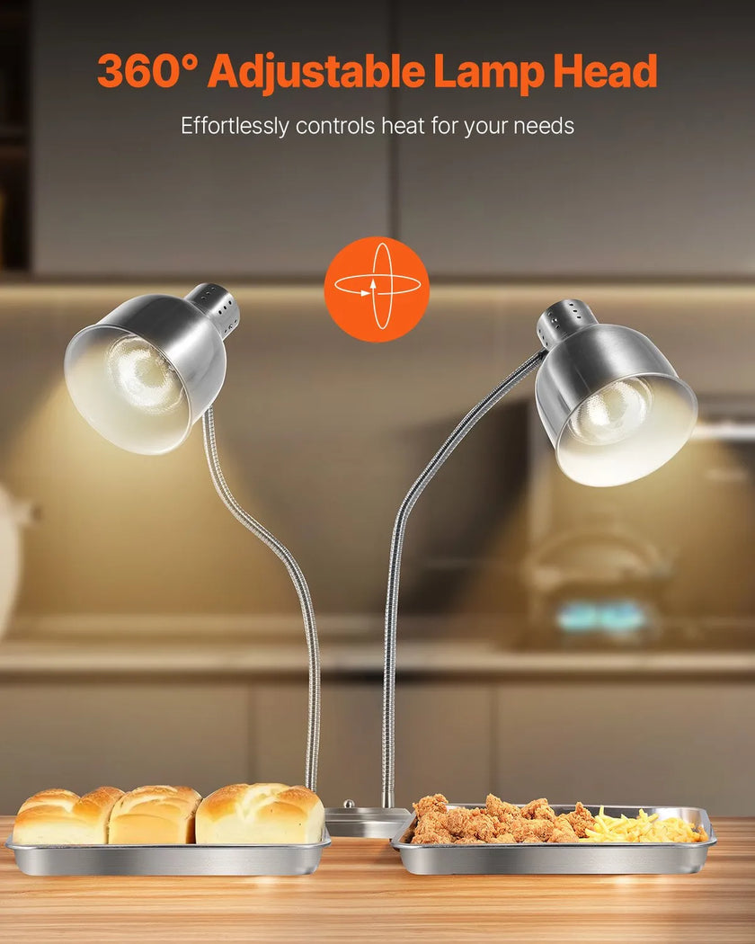 VEVOR Commercial Food Heat Lamp 2-head Electric Catering for Restaurant Buffet