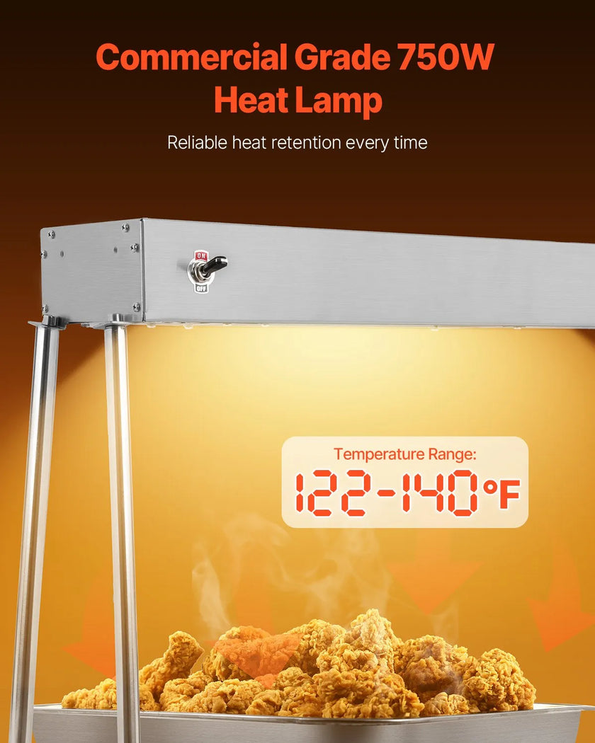 VEVOR Commercial Food Heat Lamp 750W Electric Food Warmer for Restaurant Buffet