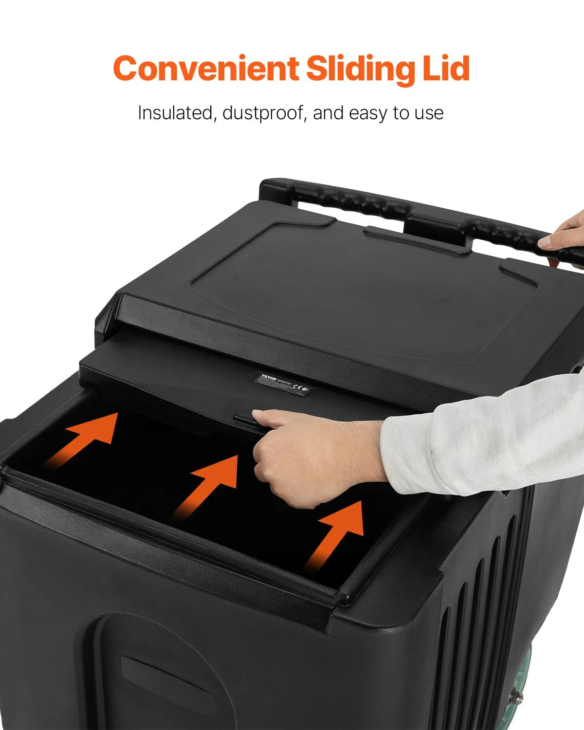 VEVOR Commercial Ice Bin 61.6 L Portable Ice Caddy with Sliding Lid and 4 Wheels