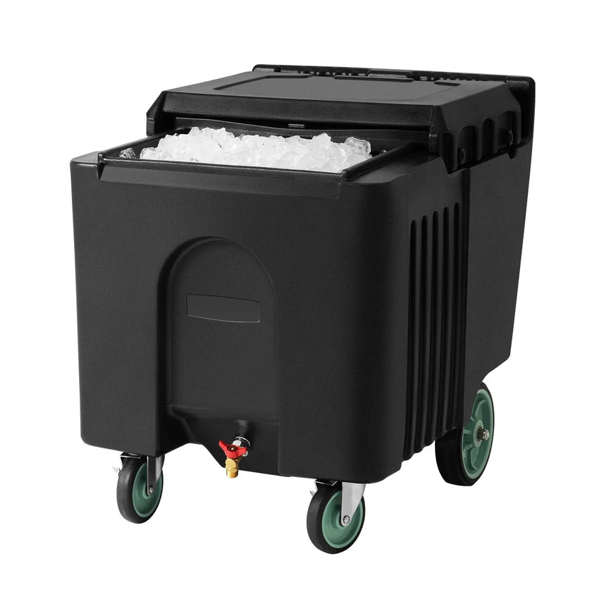 VEVOR Commercial Ice Bin 61.6 L Portable Ice Caddy with Sliding Lid and 4 Wheels