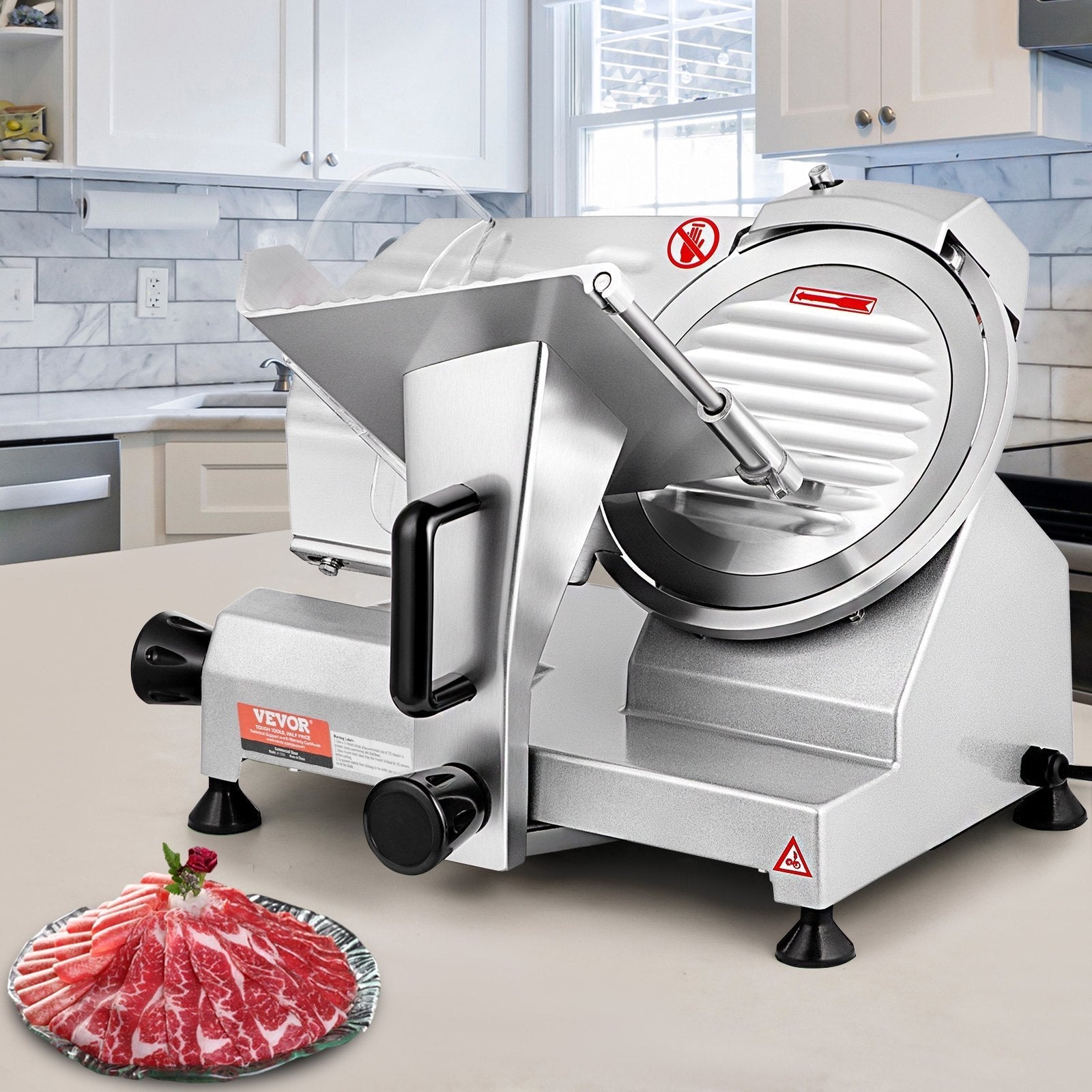 VEVOR Commercial Meat Slicer, 200W Electric Deli Food Slicer, 350-400RPM Meat Slicer with 8