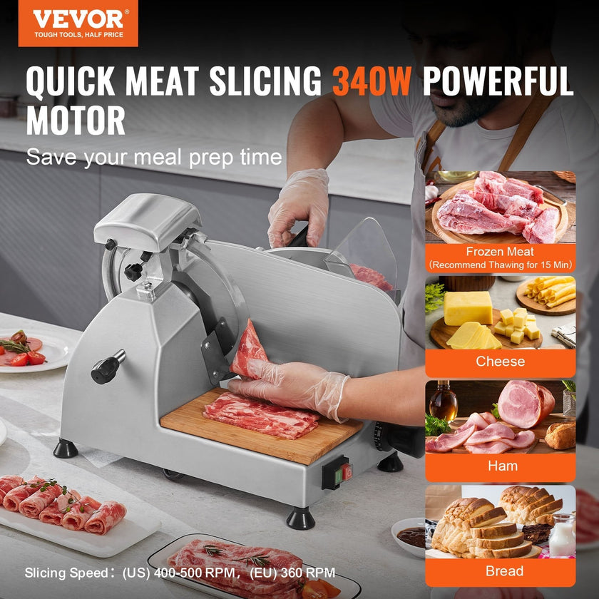 VEVOR Meat Slicer, 340W Electric Deli Food Slicer with 10