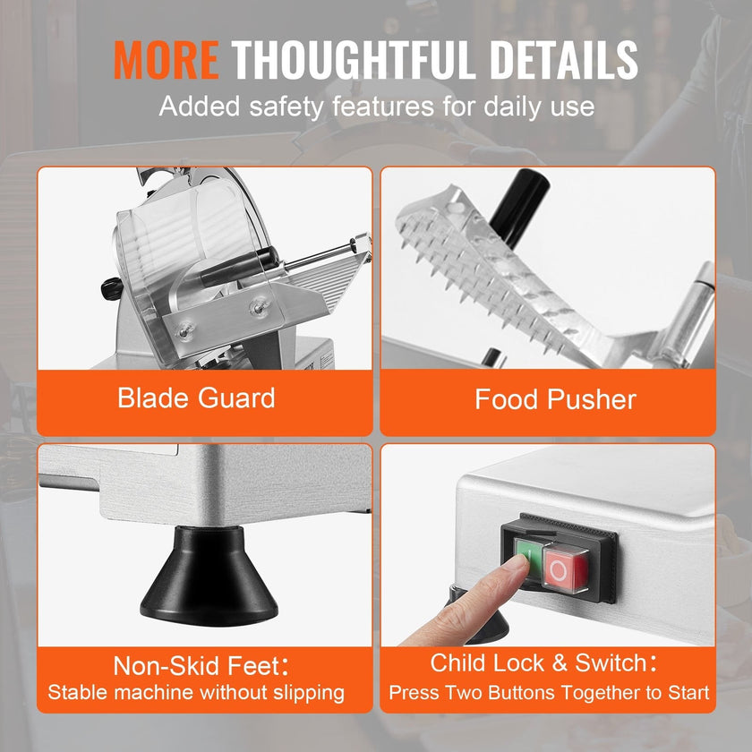 VEVOR Meat Slicer, 340W Electric Deli Food Slicer with 10
