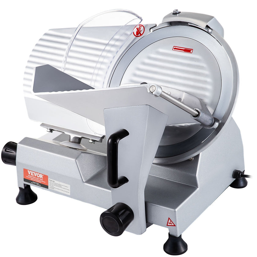 VEVOR Commercial Meat Slicer, 320W Electric Deli Food Slicer, 12 inch Carbon Steel Blade Electric Food Slicer, 350-400RPM Meat Slicer, 0-0.6 inch Adjustable Thickness for Meat, Cheese, Veggies, Ham