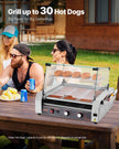 VEVOR Electric 30 Hot Dog 11 Roller Commercial Grill Cooker Machine Cover 1600W