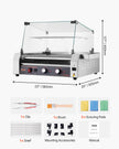 VEVOR Electric 30 Hot Dog 11 Roller Commercial Grill Cooker Machine Cover 1600W