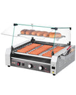 VEVOR Electric 30 Hot Dog 11 Roller Commercial Grill Cooker Machine Cover 1600W