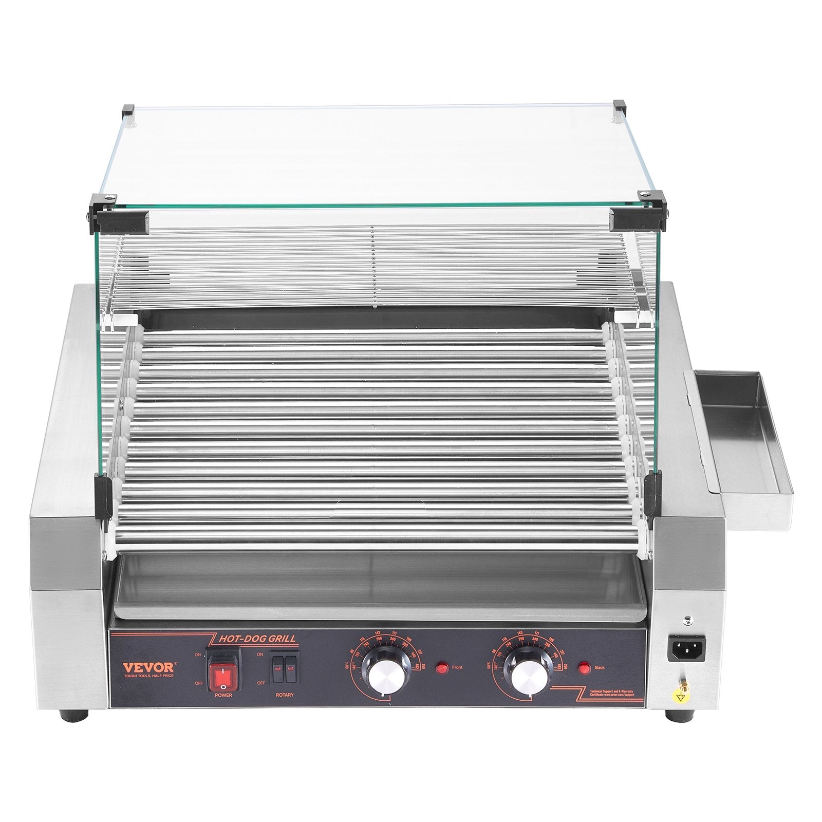 VEVOR Electric 30 Hot Dog 11 Roller Commercial Grill Cooker Machine Cover 1600W