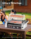 VEVOR Electric 12 Hot Dog 5 Roller Commercial Grill Cooker Machine Cover 750W