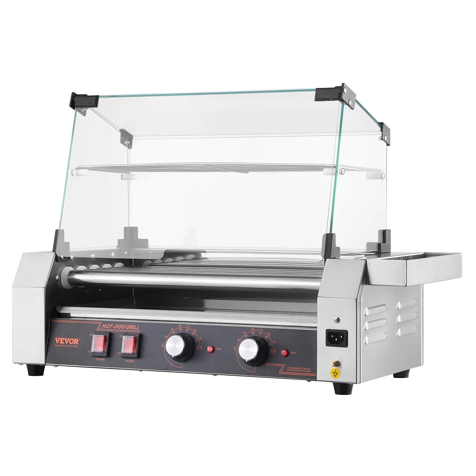 VEVOR Electric 12 Hot Dog 5 Roller Commercial Grill Cooker Machine Cover 750W