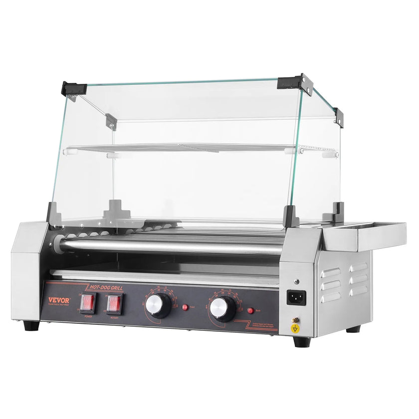 VEVOR Electric 12 Hot Dog 5 Roller Commercial Grill Cooker Machine Cover 750W