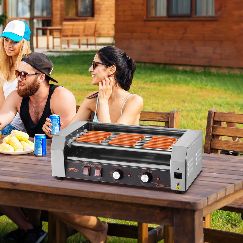 VEVOR Electric 12 Hot Dog 5 Roller Commercial Sausage Grill Cooker Machine 750W