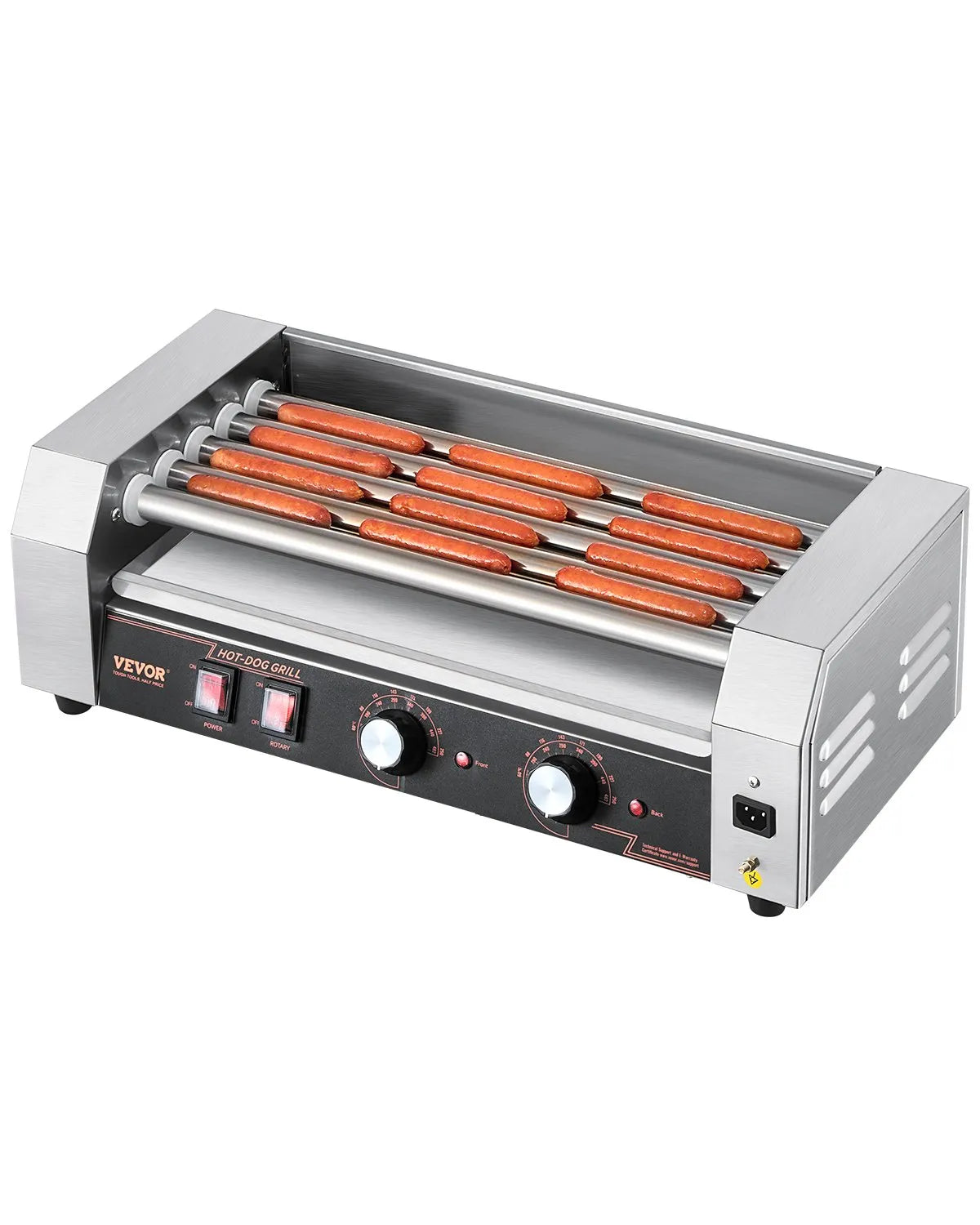 VEVOR Electric 12 Hot Dog 5 Roller Commercial Sausage Grill Cooker Machine 750W