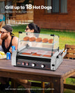 VEVOR Electric 18 Hot Dog 7 Roller Commercial Grill Cooker Machine Cover 1050W