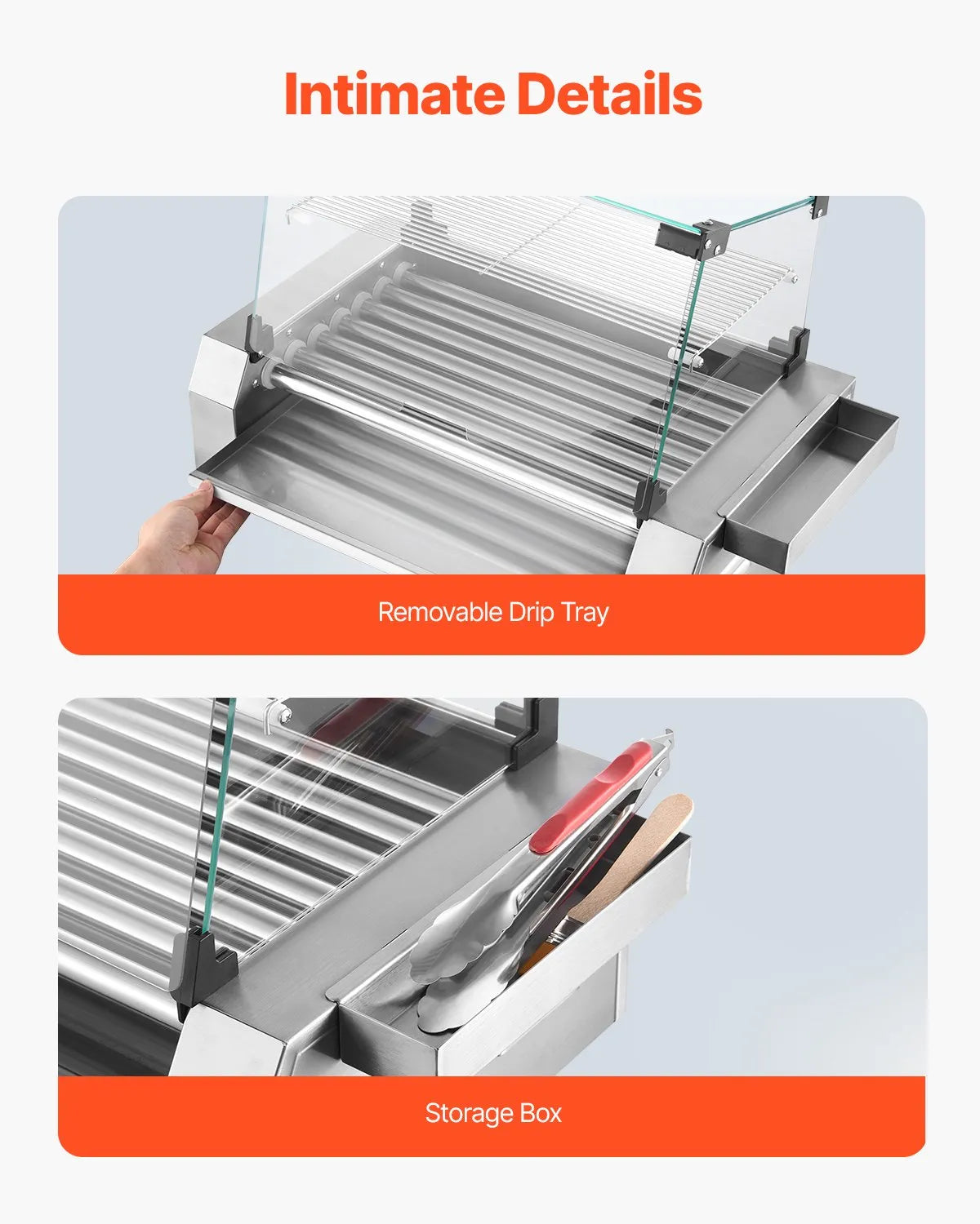 VEVOR Electric 18 Hot Dog 7 Roller Commercial Grill Cooker Machine Cover 1050W