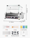 VEVOR Electric 18 Hot Dog 7 Roller Commercial Grill Cooker Machine Cover 1050W