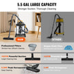 VEVOR Stainless Steel Wet Dry Shop Vacuum, 5.5 Gallon 6 Peak HP Wet/Dry Vac, Powerful Suction with Blower Function with Attachments 2-in-1 Crevice Nozzle, Small Shop Vac Perfect for Carpet Debris, Pet