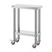VEVOR 12x24x32 Inch Stainless Steel Catering Work Table, Commercial Work Table with 4 Wheels Commercial Food Prep Workbench with Flexible Adjustment Shelf for Kitchen Prep Table