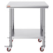 VEVOR Stainless Steel Work Table with Wheels 30 x 24 Prep Table with casters Heavy Duty Work Table for Commercial Kitchen Restaurant Business