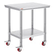 VEVOR Stainless Steel Work Table with Wheels 30 x 24 Prep Table with casters Heavy Duty Work Table for Commercial Kitchen Restaurant Business