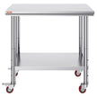 VEVOR 36x24x31.5 inch NSF Stainless Steel Work Table with Wheels Prep Table with casters Heavy Duty Work Table for Commercial Kitchen Restaurant Business Garage 350 lb Capacity