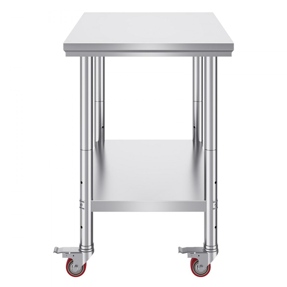 VEVOR 36x24x31.5 inch NSF Stainless Steel Work Table with Wheels Prep Table with casters Heavy Duty Work Table for Commercial Kitchen Restaurant Business Garage 350 lb Capacity