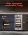 VEVOR Wine Cooler 28 Bottle Dual Zone Mini Wine Fridge Glass Door Temp Control