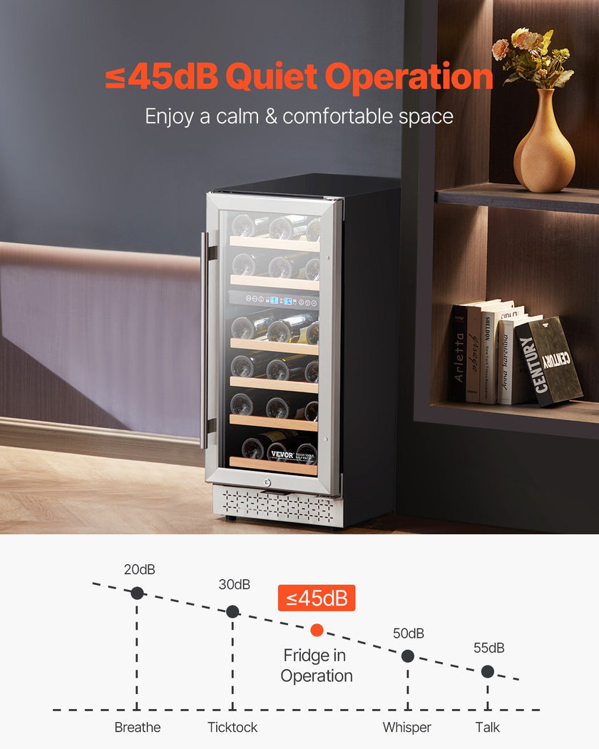 VEVOR Wine Cooler 28 Bottle Dual Zone Mini Wine Fridge Glass Door Temp Control