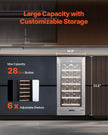VEVOR Wine Cooler 28 Bottle Mini Wine Fridge Glass Door Digital Temp Control