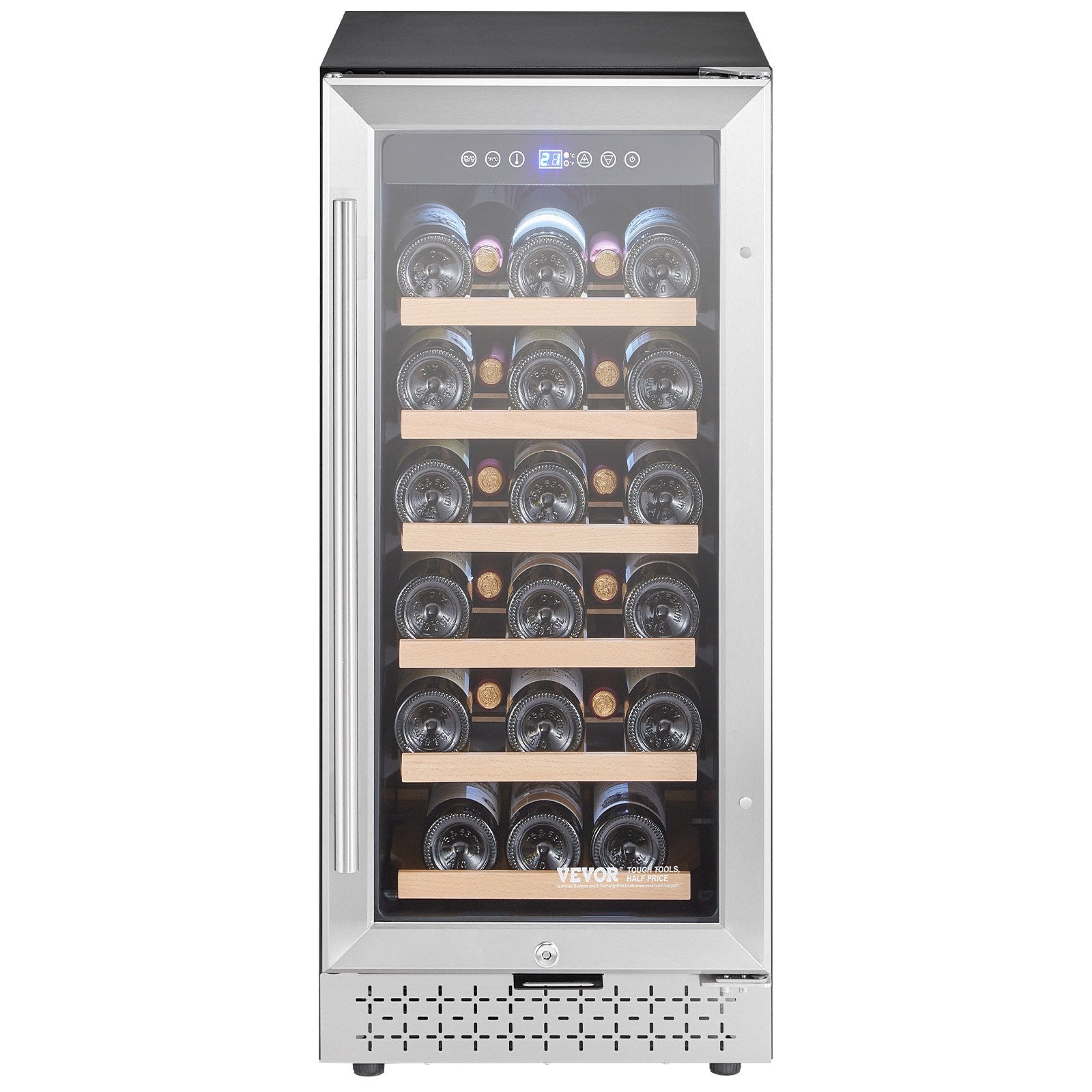 VEVOR Wine Cooler 28 Bottle Mini Wine Fridge Glass Door Digital Temp Control