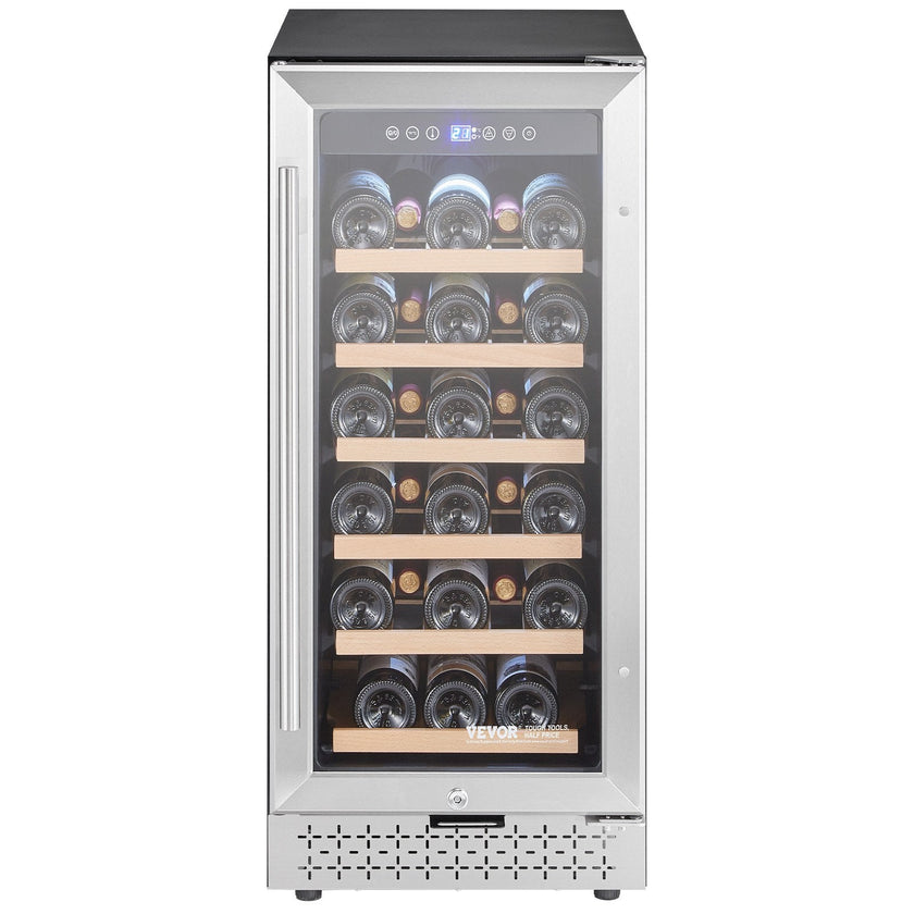 VEVOR Wine Cooler 28 Bottle Mini Wine Fridge Glass Door Digital Temp Control