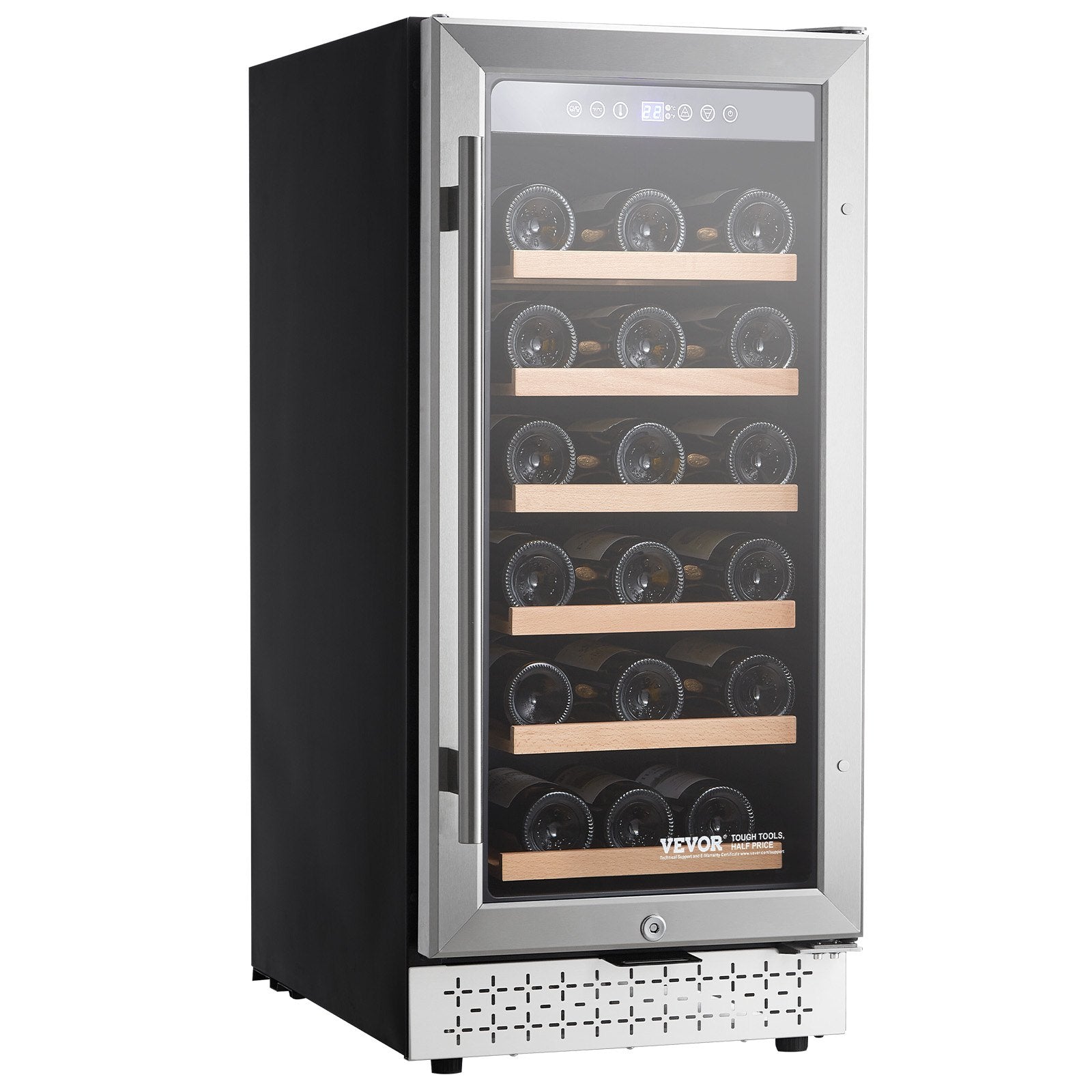 VEVOR Wine Cooler 28 Bottle Mini Wine Fridge Glass Door Digital Temp Control