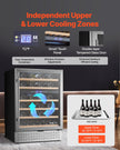 VEVOR Wine Cooler 46 Bottle Dual Zone Wine Refrigerator Glass Door Temp Control