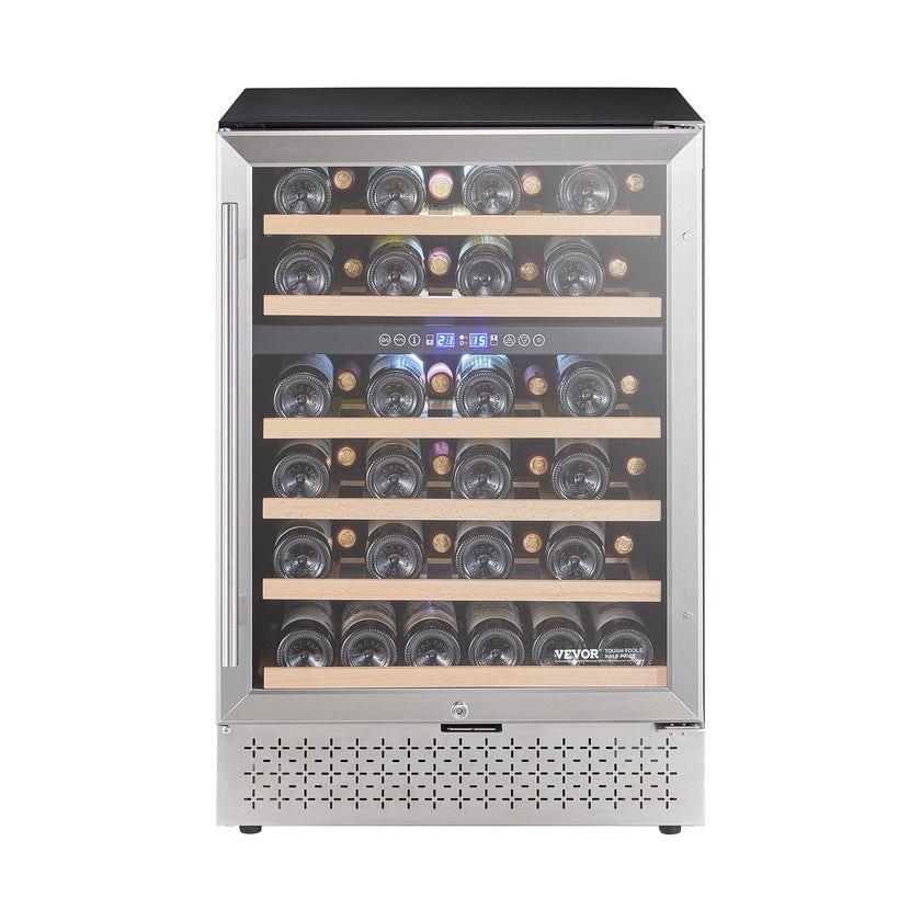 VEVOR Wine Cooler 46 Bottle Dual Zone Wine Refrigerator Glass Door Temp Control