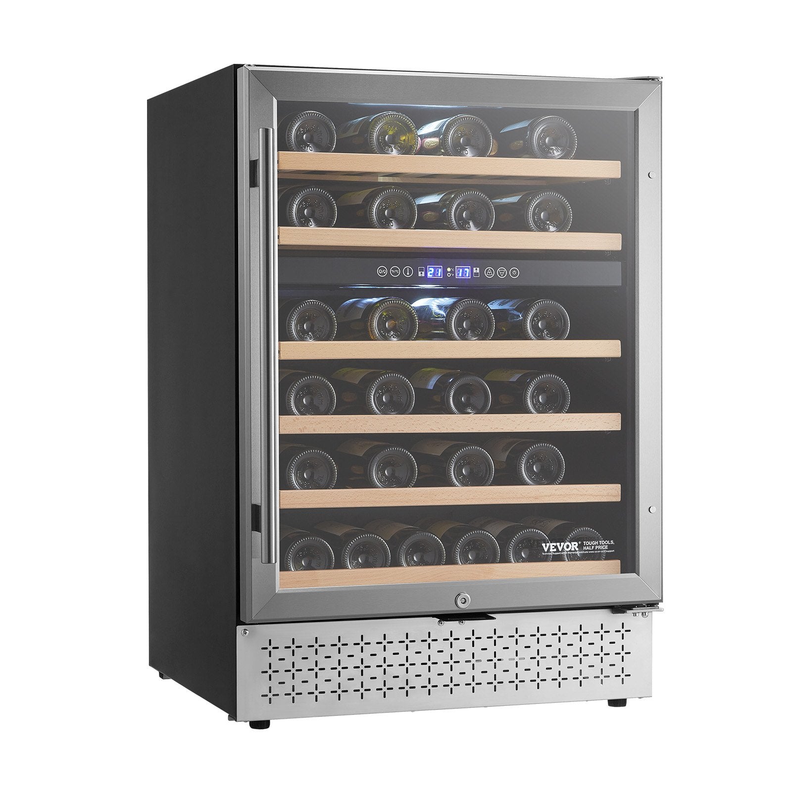 VEVOR Wine Cooler 46 Bottle Dual Zone Wine Refrigerator Glass Door Temp Control