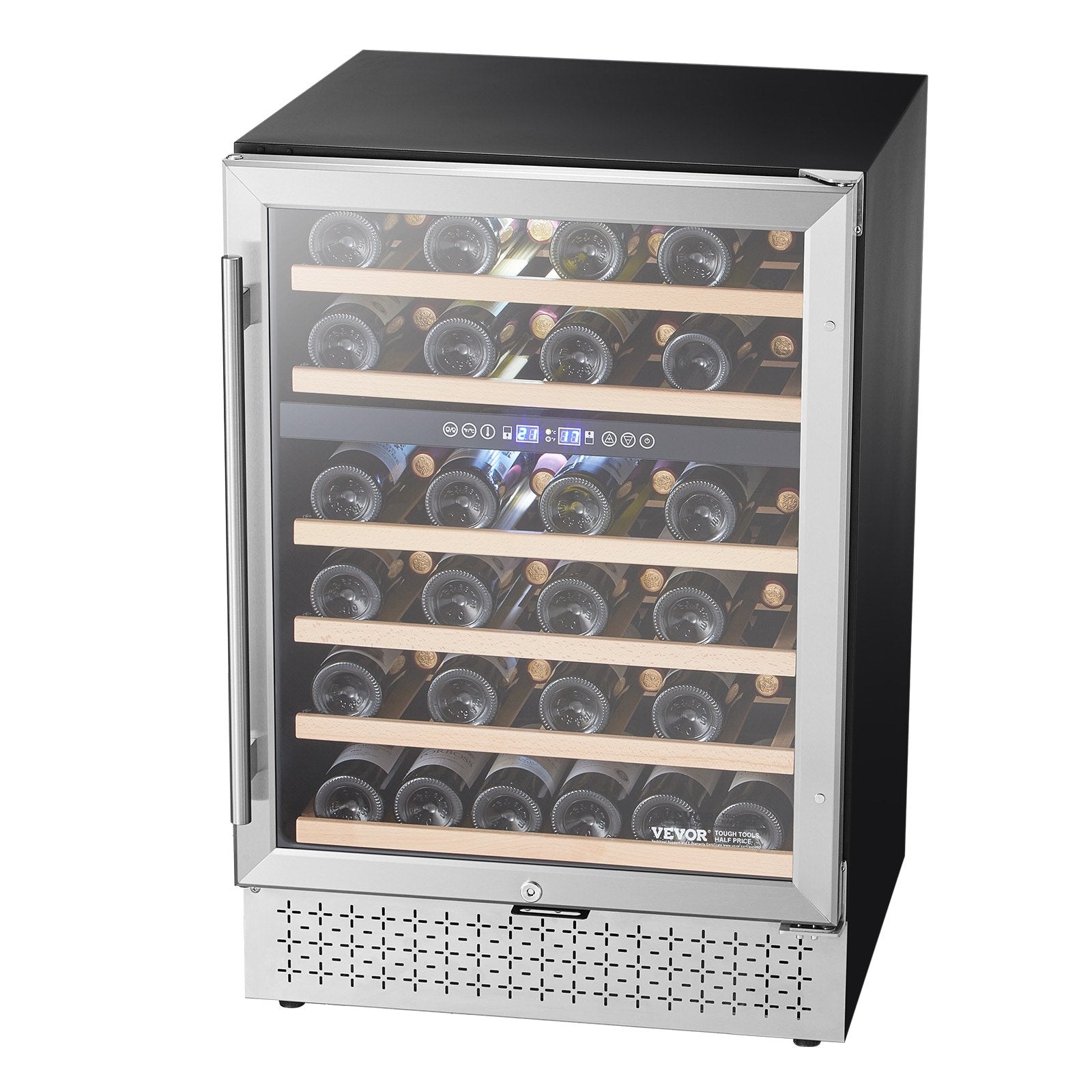 VEVOR Wine Cooler 46 Bottle Dual Zone Wine Refrigerator Glass Door Temp Control