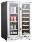 VEVOR Wine and Beverage Refrigerator 24 in Dual Zone Wine Cooler Glass Doors
