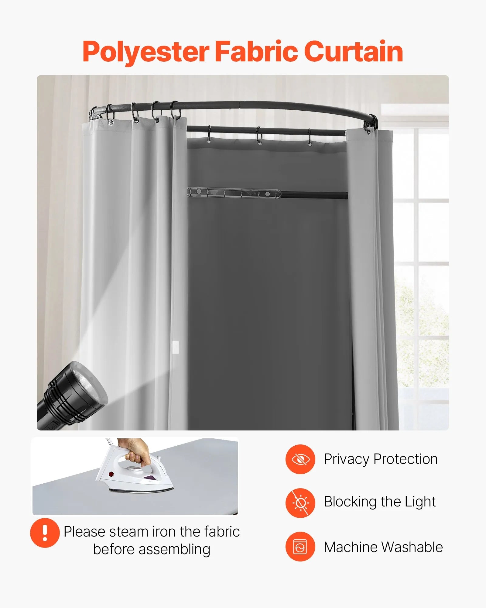 VEVOR Fitting Room Portable Dressing Room 39 in Privacy Space (Semicircular)