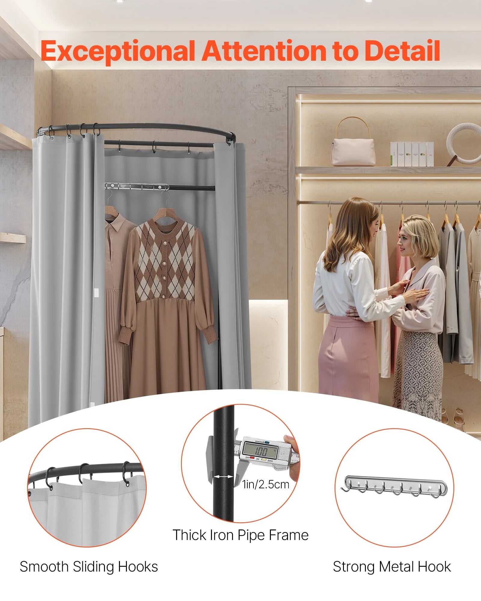VEVOR Fitting Room Portable Dressing Room 39 in Privacy Space (Semicircular)