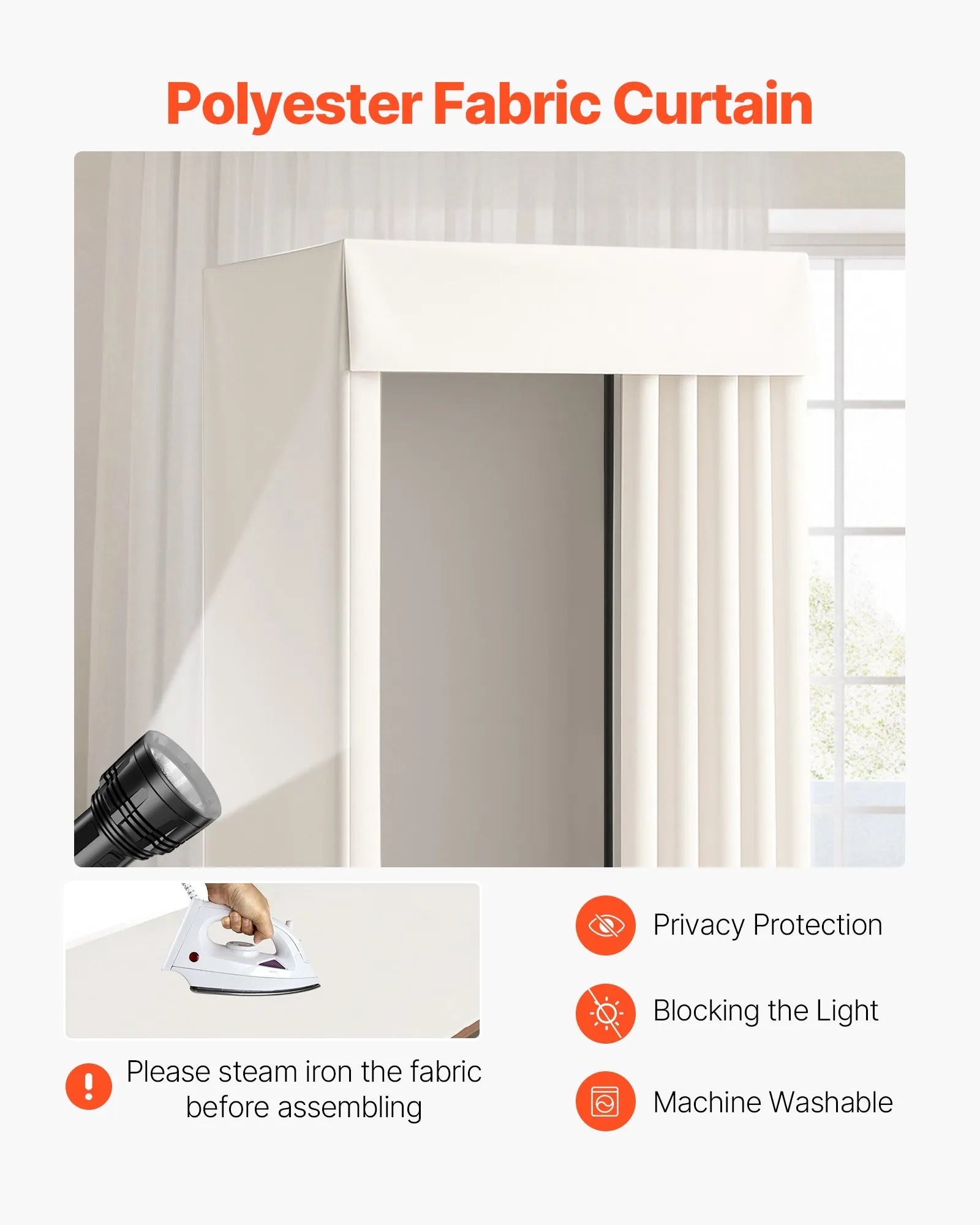 VEVOR Fitting Room Moveable Dressing Room 39 in Privacy Space (Black and Beige)