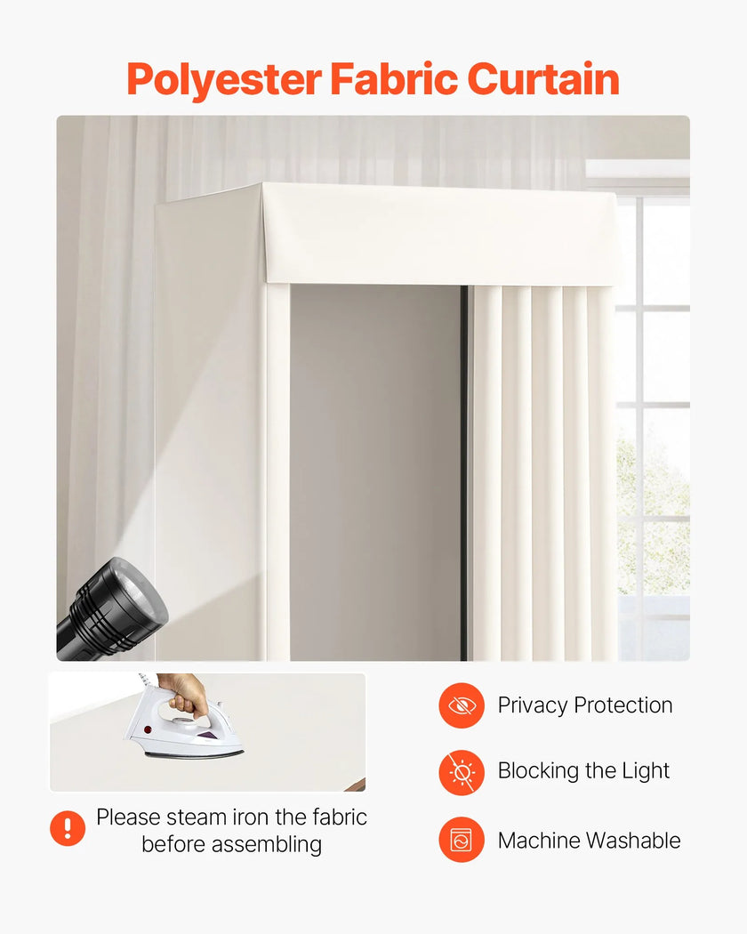 VEVOR Fitting Room Moveable Dressing Room 39 in Privacy Space (Black and Beige)