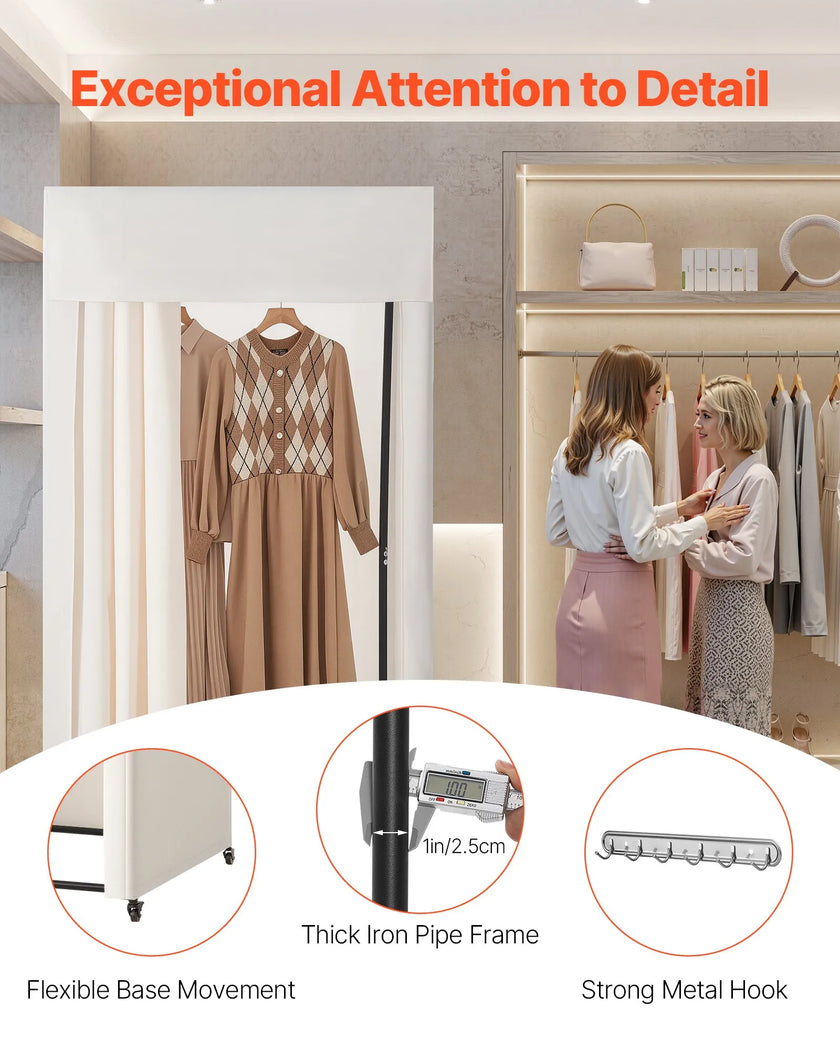 VEVOR Fitting Room Moveable Dressing Room 39 in Privacy Space (Black and Beige)